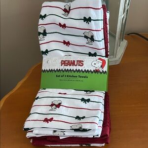 Peanuts Snoopy Striped Kitchen Towels